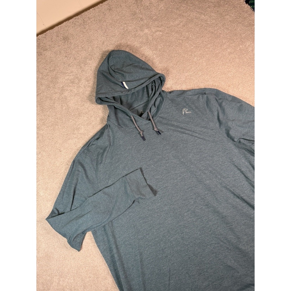Rhoback Hesi Performance Hoodie Golf Pullover Stretch Slate Heather Blue Men 2XL